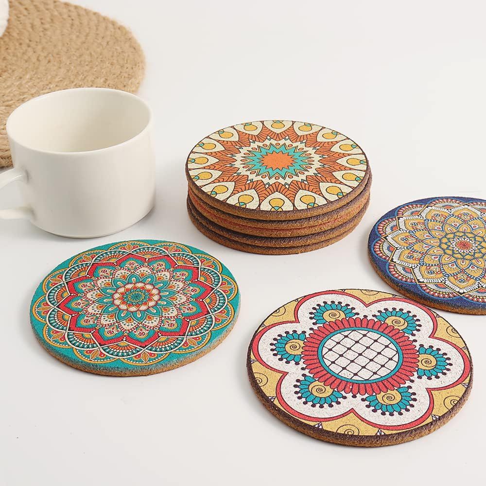 Set of 8 Round Colorful Coaste - Home Bar Set 评论和价格