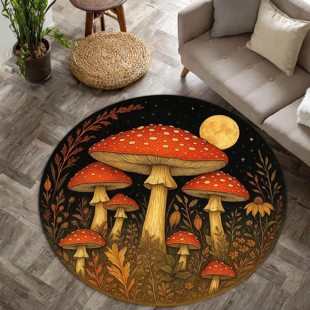 Whimsical Mushroom Round Rug C - Home Bar Lounge 评论和价格