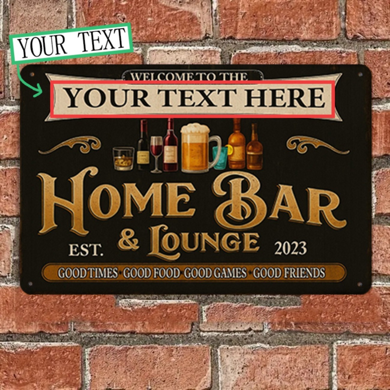 Personalized Custom Vintage Ho - Home Bar Lounge 评论和价格