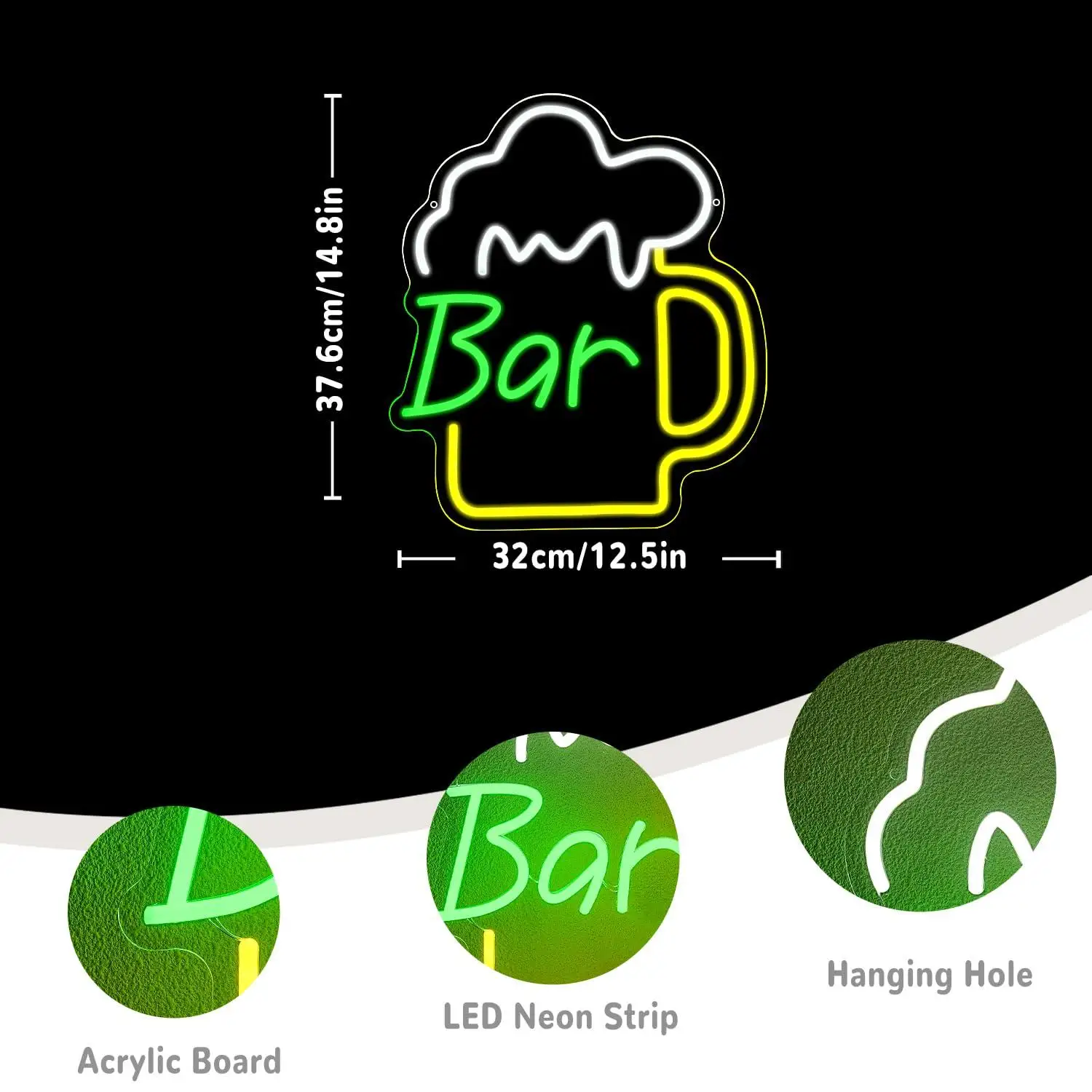 Beer Bar Neon Sign USB Dimmabl - Home Bar And Kitchen 评论和价格