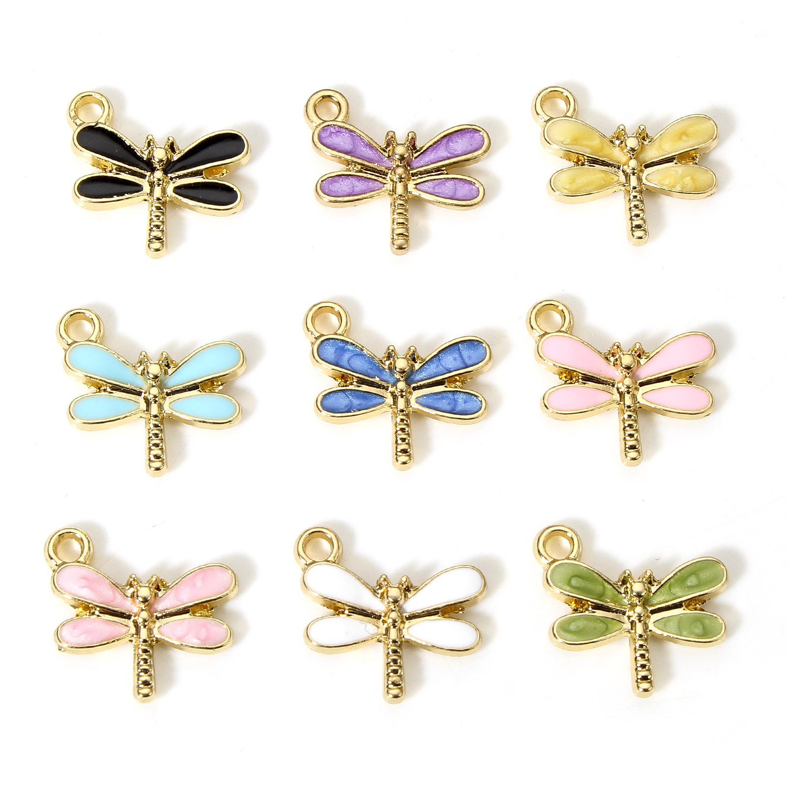 10 PCs  Dragonfly Animal Ename - Bar Cart Gold 评论和价格